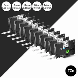 5PK Brother Label Cartridge 12mm Black on White Label tape Compatible for Brother Tze-231 Tze 251 Tze211 for Brother Printer