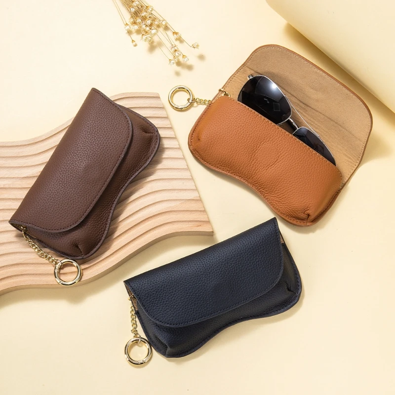 

New leather high-end appearance sunglasses case - a niche, portable sunglasses storage bag made of soft cowhide. Trendy for both
