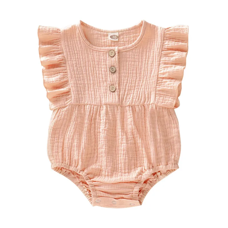 

Baby Girls Boys Clothes Newborn Summer Jumpsuit Infant Muslin Cotton Stitching Shorts Sleeve Romper 0-24 Month