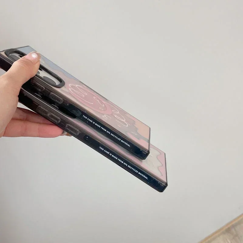 Custodia protettiva con bordo nero acrilico magnetico con cuori di farfalla per Samsung Galaxy S25 S24 S23 Ultra Plus S25 + S25U