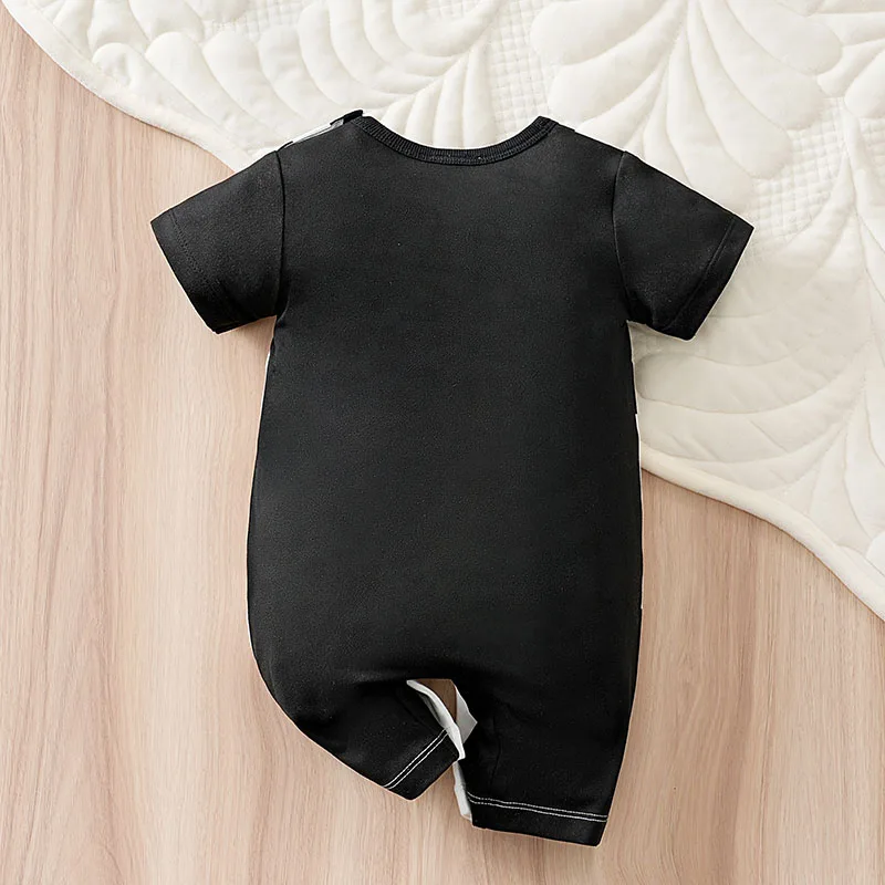 Baby Boy Romper Cartoon Cow Print Fake Two Piece Short Sleeve Jumpsuit Newborn Cute Animal Onesie Toddler Casual Clothes 0-18M