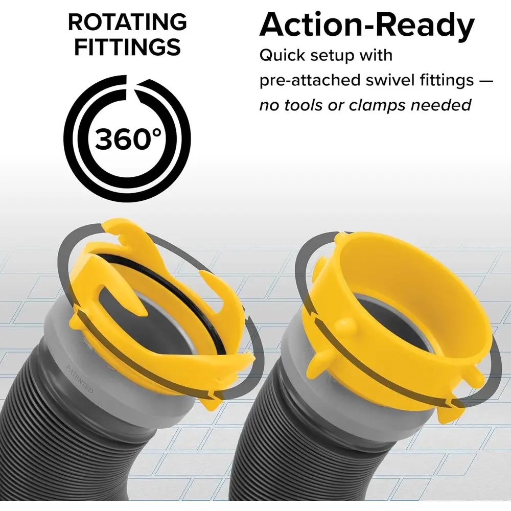 طقم خرطوم الصرف الصحي الفاخر مقاس 20 بوصة مع تركيبات دوارة وموصل شبلة - طقم جاهز للاستخدام كامل مع تجهيزات منجلة الصرف الصحي والكوع، #4