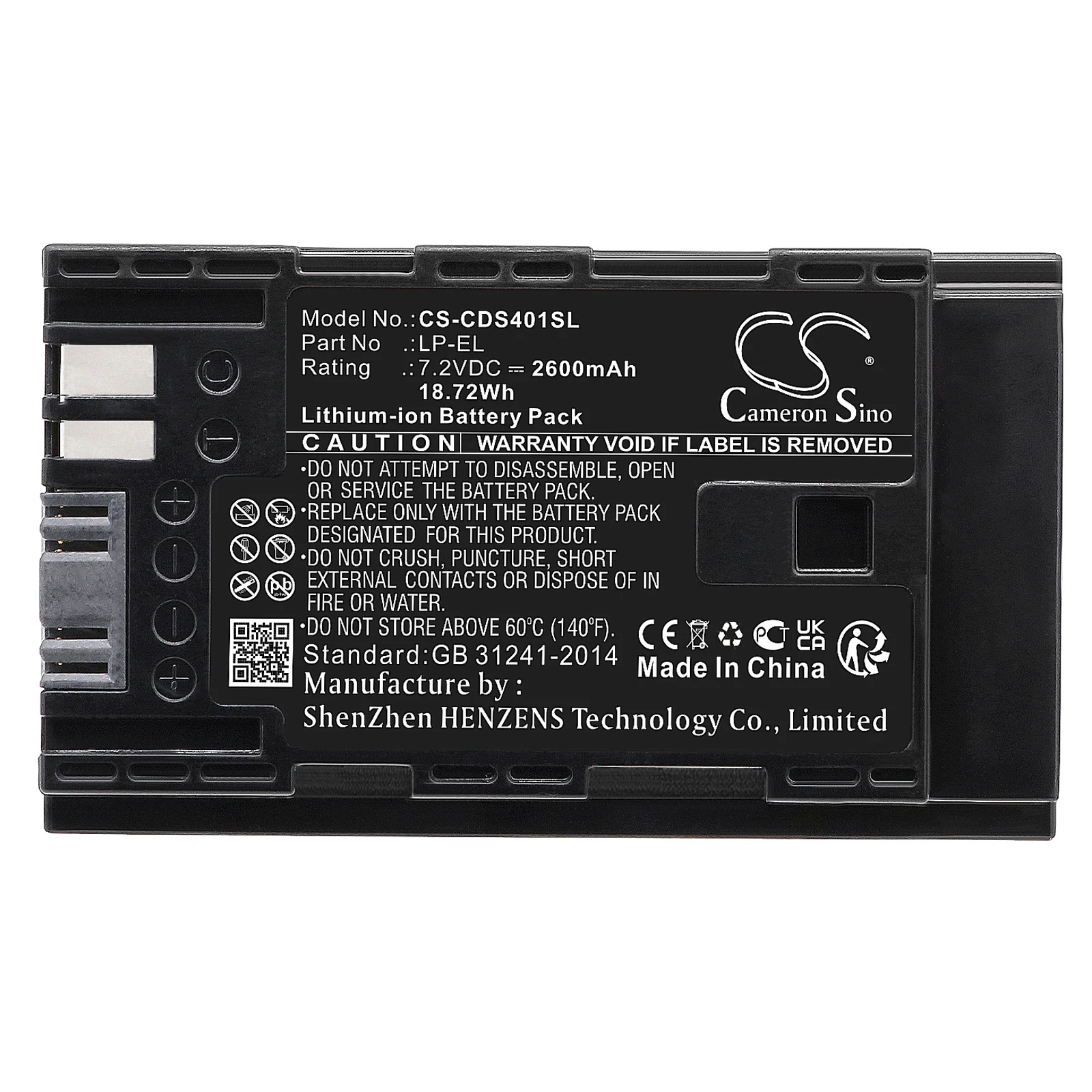 Cameron Sino 2600mAh  Battery For Canon Speedlite EL‑1  DS401231 LP-EL