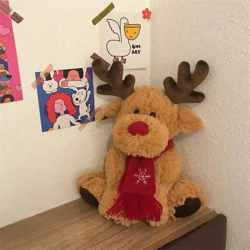 Muñeco de peluche de 25cm, muñeco de alce de Navidad de anime, kawaii, decorar niña, muñeco de ciervo, juguete, buen aspecto, algodón pp, corazón femenino, regalo, venta al por mayor