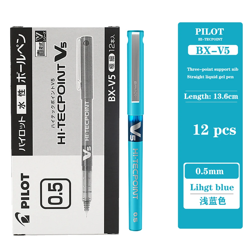 12 Stks/doos Pilot Gel Pen BX-V5 Rechte Vloeibare Balpen 0.5Mm Grote Capaciteit Kleur Spuit Pen Schoolbenodigdheden Briefpapier