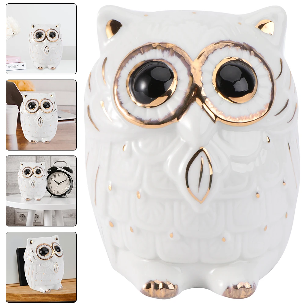 

Owl Coin Bank for Children Durable Ceramic Money Box Home Decor Christmas Present Piggy Bank for Girls Owl Desktop Decor