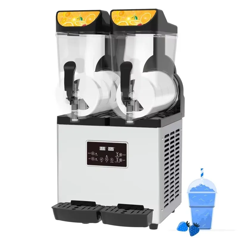Slushy Maker Machine 2 Tanks 15L Commercial Smoothie Slushie Ice Making Machine Frozen Drink Slush Machine for Sale