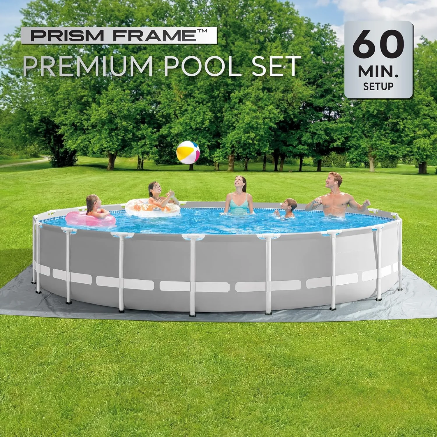 26755EH Prism Frame Premium Above Ground Swimming Pool Set: 20ft x 52in – Includes 1500 GPH Cartridge Filter Pump