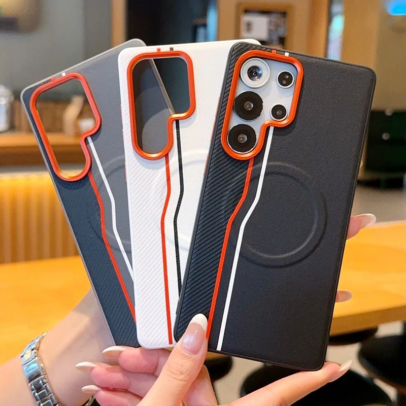 

Solid Color Color Block Pattern Phone Case for Samsung Galaxy S25 Edge S24 Plus S25 Ultra with Support Wireless Charging