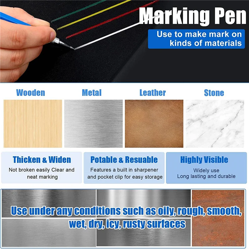 

ABFKW 2 Pcs Welders Pencil with 48 PCS Round Refills Mechanical Pencils Metal Welding Marker for Tube Pipe Fitter Welder