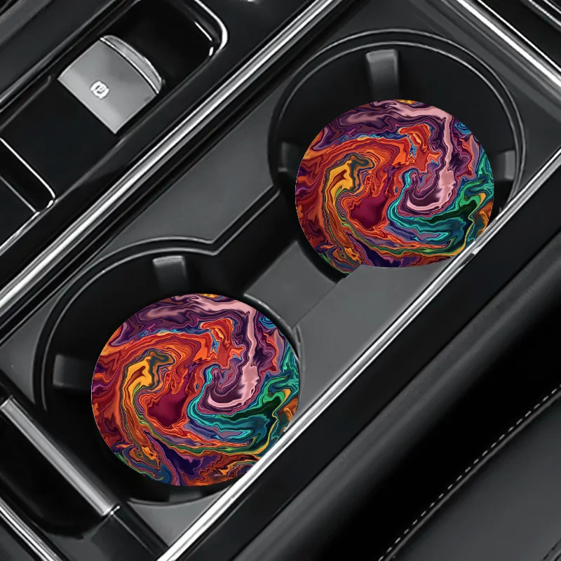 Sous-verres de voiture ondulés colorés, sous-verres circulaires pour table à manger, sous-verres imperméables et antidérapants lavables, accessoires de voiture, 2 pièces