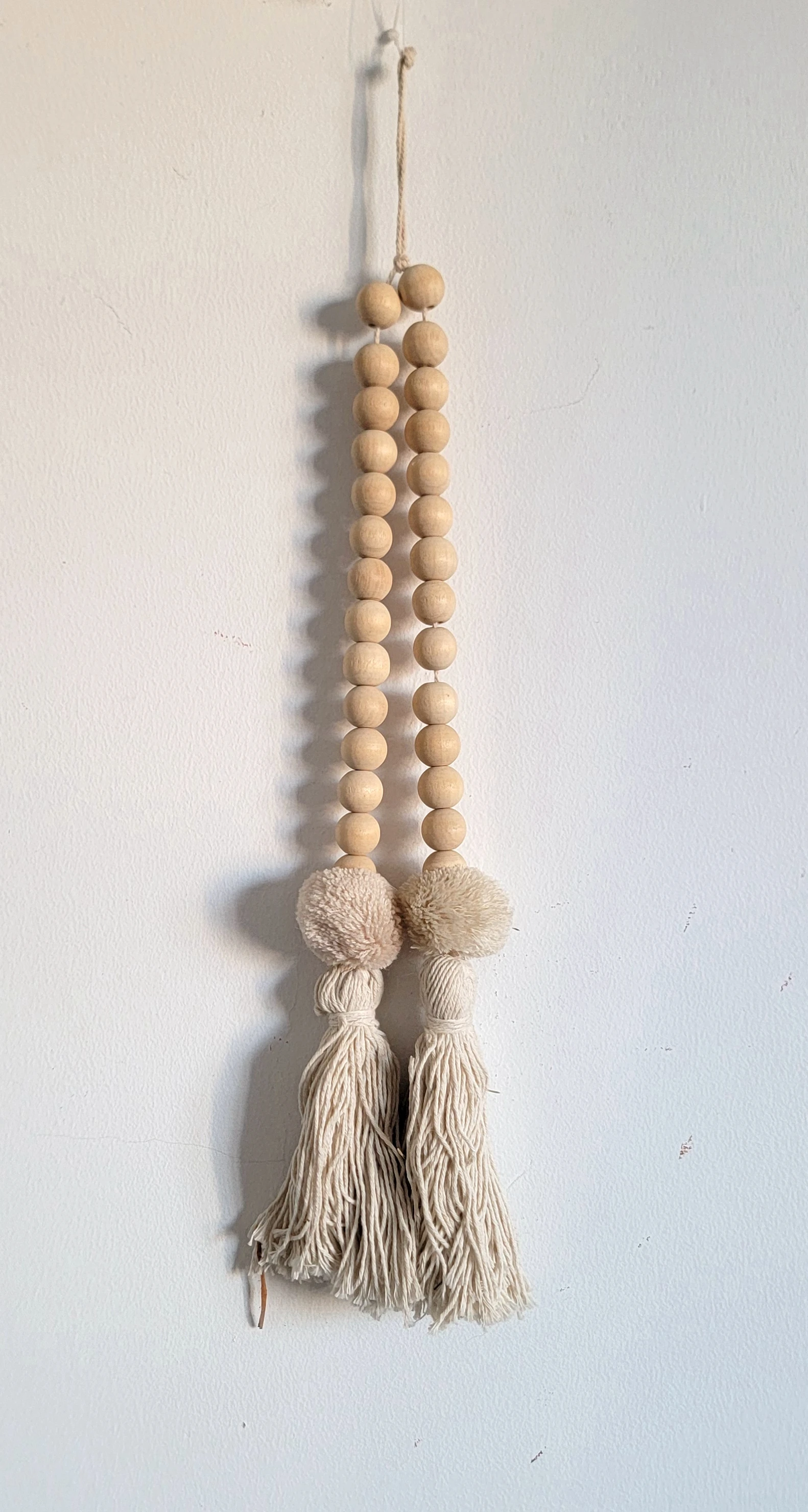 

wooden beads HANGER christmas decoration wooden hanger with pompom