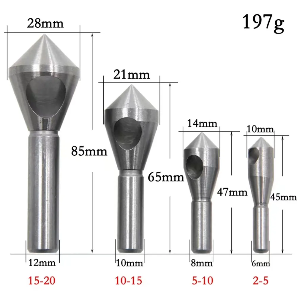 4 high-speed steel natural color oblique hole chamfering tools, internal chip removal chamfering, deburring, and countersunking