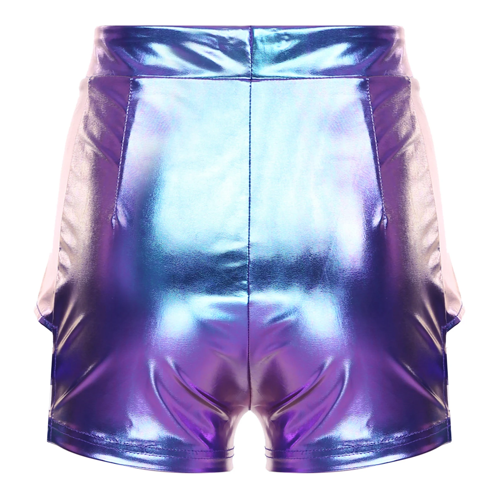 المرأة لامع السراويل عالية الخصر الفخذين انقطاع مع أبازيم معدنية السراويل الساخنة الغنيمة السراويل الجاز الرقص التشجيع زي