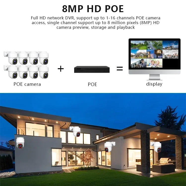 IP66 4K 8MP Security Camera System Poe IP Network Camera Cctv Camera System 16 Channel Poe Nvr Kit