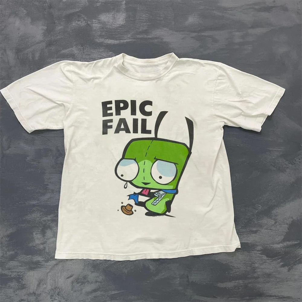 T-Shirt à manches courtes avec imprimé de dessin animé Vintage Courage The Cowardly Dog, T-Shirt graphique rétro unisexe, nostalgie des années 90, Streetwear d'été