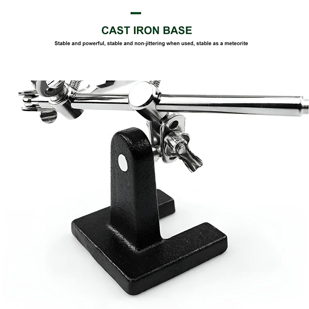 Adjustable 360 Degree Rotating Soldering Stand Helping Third Hand Tool with Welding Magnifying Glass 2 Alligator Clips for Toys