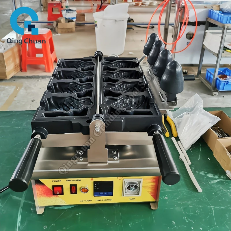 Fish Shaped Waffle Machine Commercial Electric Fish Shaped Ice Cream Taiyaki Waffle Machine Close Eyes Fish Waffle Maker - view 5
