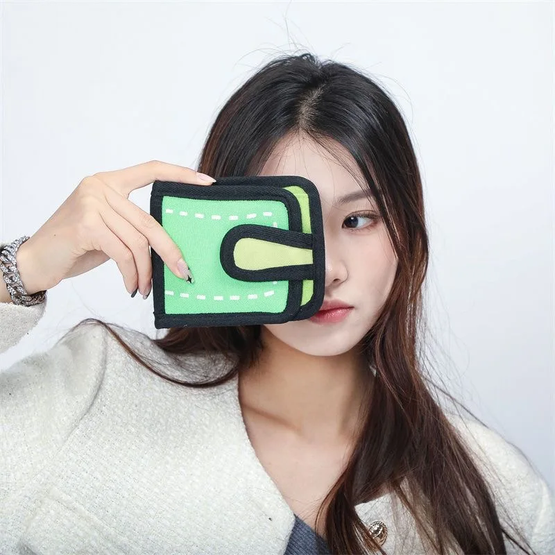 Cartoon Student 3D Wallet New Color Contrast Cute Birthday Gift For Teens Girls Y2K Card Bag Coin Holder Purse Short Wallet