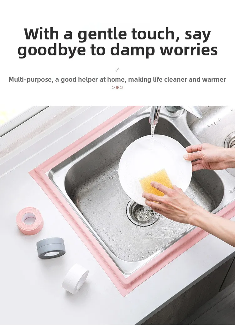 Bathroom kitchen sealing caulking strip waterproof wall sink mildew-proof bathtub sealing tape PVC self-adhesive paper
