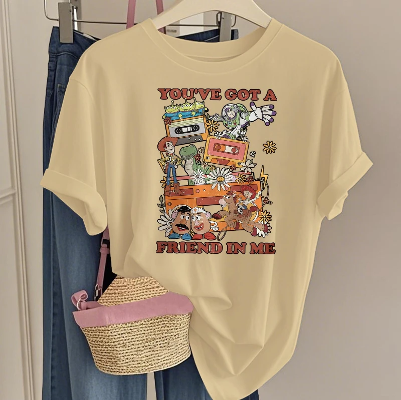 T-shirt modello Disney Toy Story da donna Buzz Lightyear e Woody "You Have Friends By My Side", top casual a maniche corte