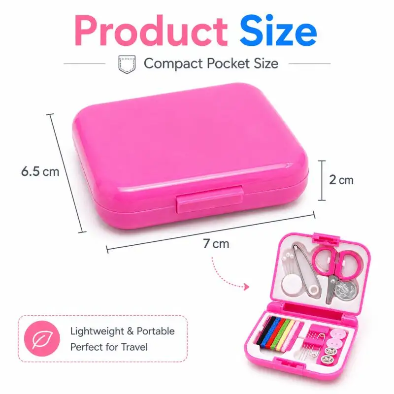 Tragbares Mini-Nähset Reisebox Haushalts-Essentials Nadel Faden Schere Knöpfe Nähnadeln Organizer Kompakte Nähbox – Detail 4