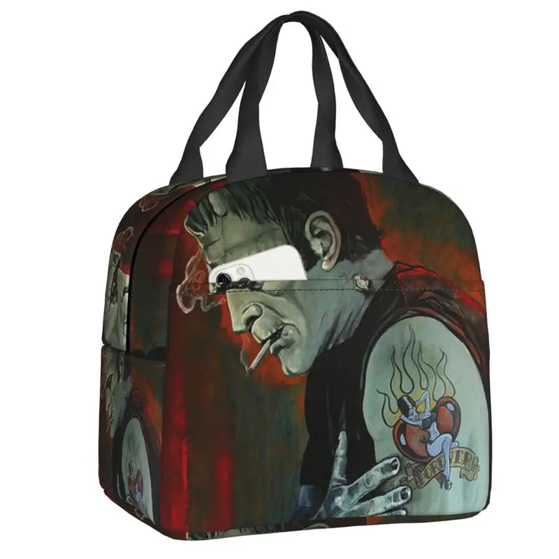 Broken Hearted Frankenstein Monster Tattoo Art Portable Lunch Box Leakproof Film Thermal Cooler Food Insulated Lunch Bag School