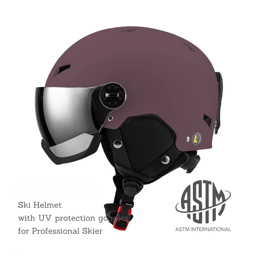 

XY1 Ski Snowboard Helmet Adjustable Casque De Ski Visor Removable Pads and Ear Pads Certified ABS + EPS Snow Helmet with Goggles