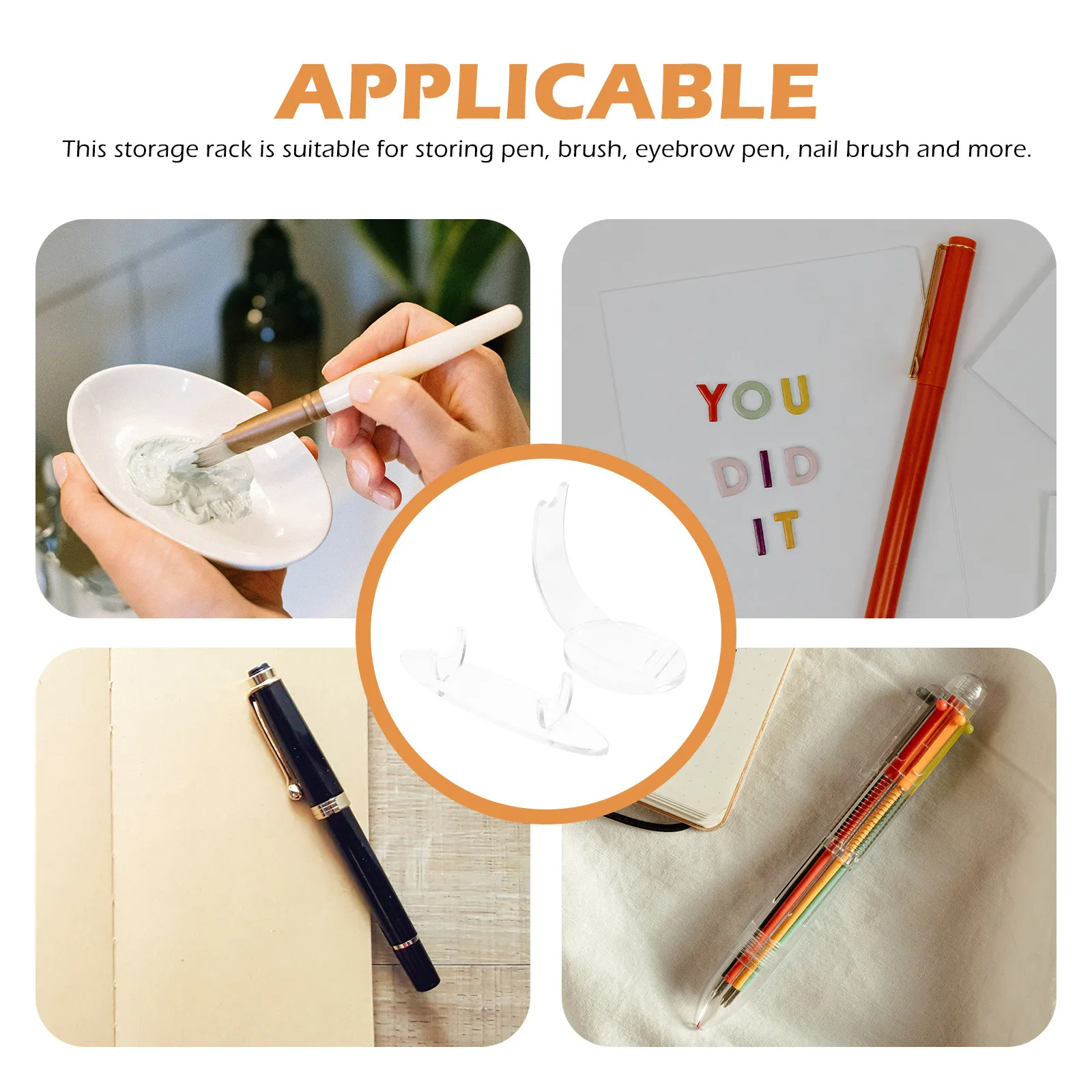 

2Pcs Clear Acrylic Pen Stand Storage Rack Organizer for Pen Brush Eyebrow Nail Art Display Table Holder Eyebrow Pencil Holder