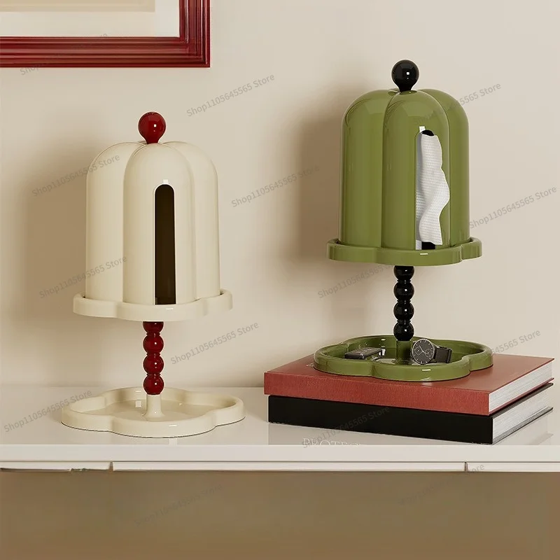 For Tissue Box, Multifunctional Double-layer Storage Rack, Sealed Dust-proof Tape Cover, Vintage Paper Drawer Box