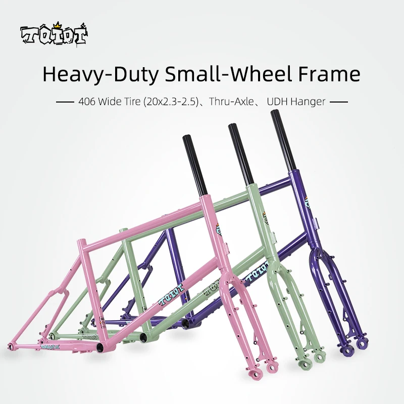 

TQIQT Chrome molybdenum steel frame for 406 Small Wheel Bicycle，，fat bike frame20*2.3-2.5，brake udh frame，bmx frames