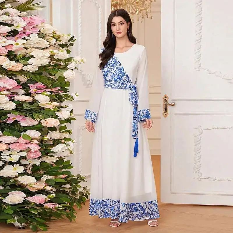 

Ky1207 Muslim Robe Dubai Costume Pearl Chiffon Banquet Evening Dress Long Dress Robe Abaya Ramadan Dubai Luxury Islam Elegant