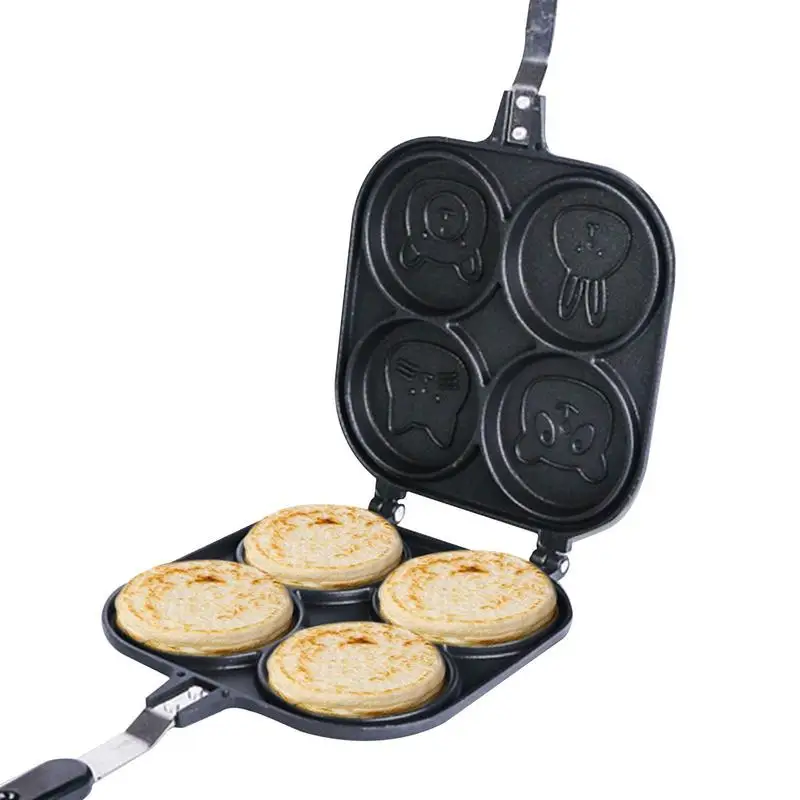 4 Cup Frying Pan Double-sided Pancake Shape For Kids Animal Pancake Maker Pan Nonstick Waffle Maker Pancake Mold Griddle 