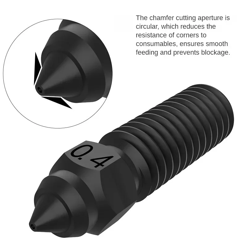 3D-Drucker-Zubehör K1, hochtemperaturbeständig, schwarz gehärteter Stahl, Extruderdüse mit hohem Durchfluss, hohe Festigkeit, Verschleißfestigkeit