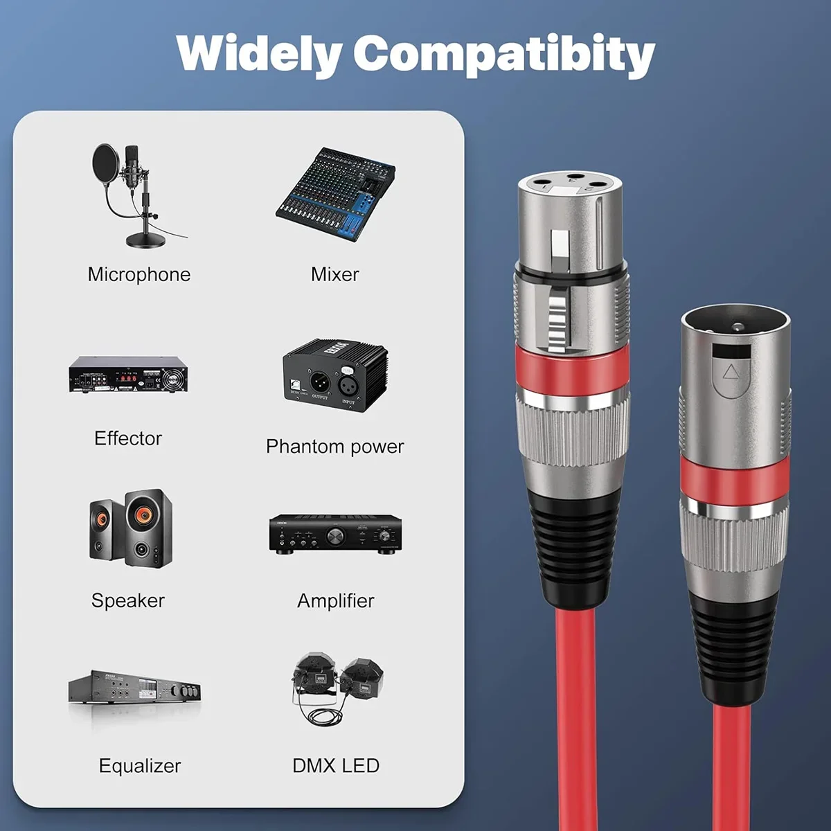 XLR Cables XLR Male To Female 3 Pins Balanced Microphone Cable Multi-Color Mic Cord for Mixer Speaker Recording Studio Podcast