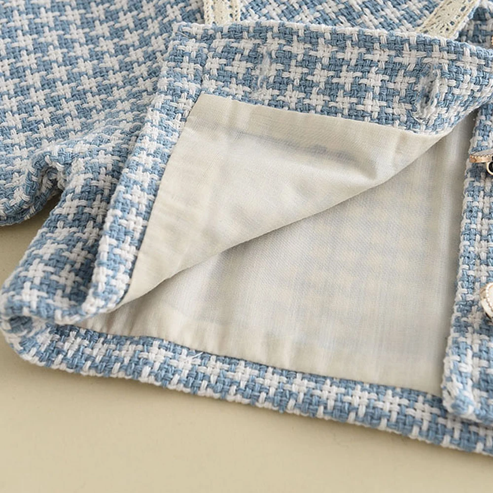 Bär Führer Mädchen Kleidung Set 2-6 Y Frühling Herbst Neue Mädchen Plaid Weste Kleid Retro Outwear Mantel 3 stücke Mode Baby Party Outfits – Detail 9