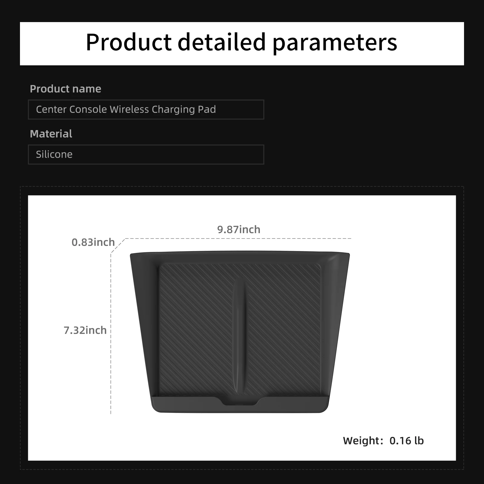 LUCKEASY für Tesla Model Y Standard RWD 2026 2025 Mittelkonsole Kabelloses Lade-Antirutsch-Pad Silikon-Handyhalterung – Detail 1