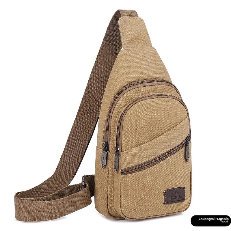 

Новая мужская повседневная сумка-слинг из канваса 2025 года, нагрудная сумка для активного отдыха, маленькая сумка через плечо для молодежи