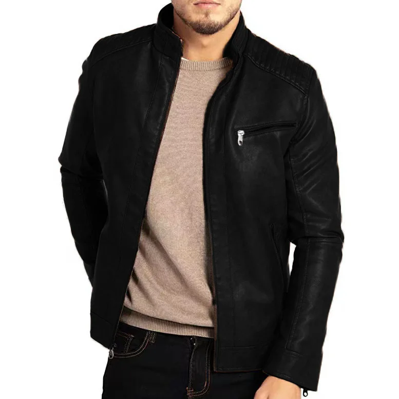 

Male Business Spring Leather Jackets Casual High Quality Loose Fit Zipper Jackets Autumn Fashion For Men Trendy Leather Jacket