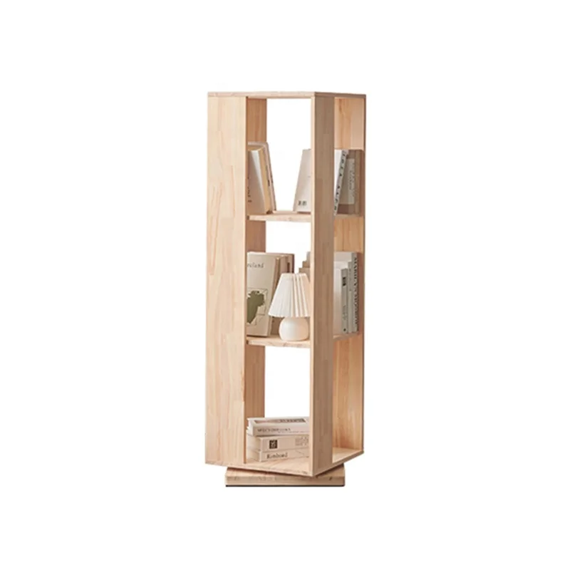 

Multistorey Wooden Square Frame Rotating Bookcases Modern Living Room Furniture Revolving Bookcase Shelves Shelf storage Home fu