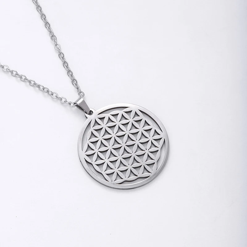 Ancient Egyptian Stainless Steel Sacred Geometry Flower Of Life Pendant Necklace