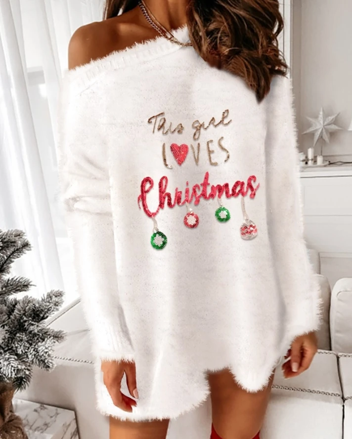 

Christmas Dress for Women Sweater New Years Clothing Evening Casual Long Sleeve Pullover Winter Autumn Loose Mini Party Dresses