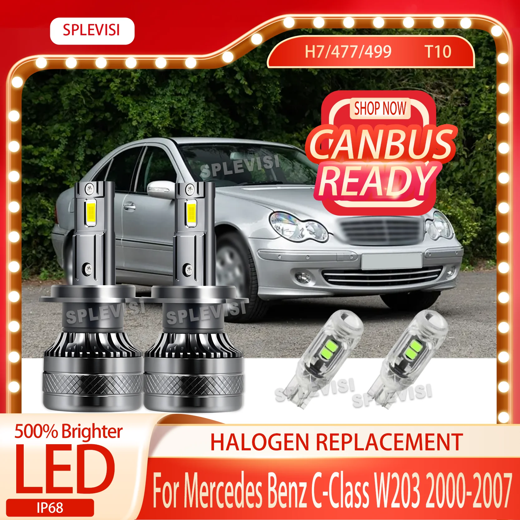

LED Headlight 477 High H7 Low Beam Bulb IP68 CANBUS Ready For Mercedes Benz C-Class W203 2000 2001 2002 2003 2004 2005 2006 2007