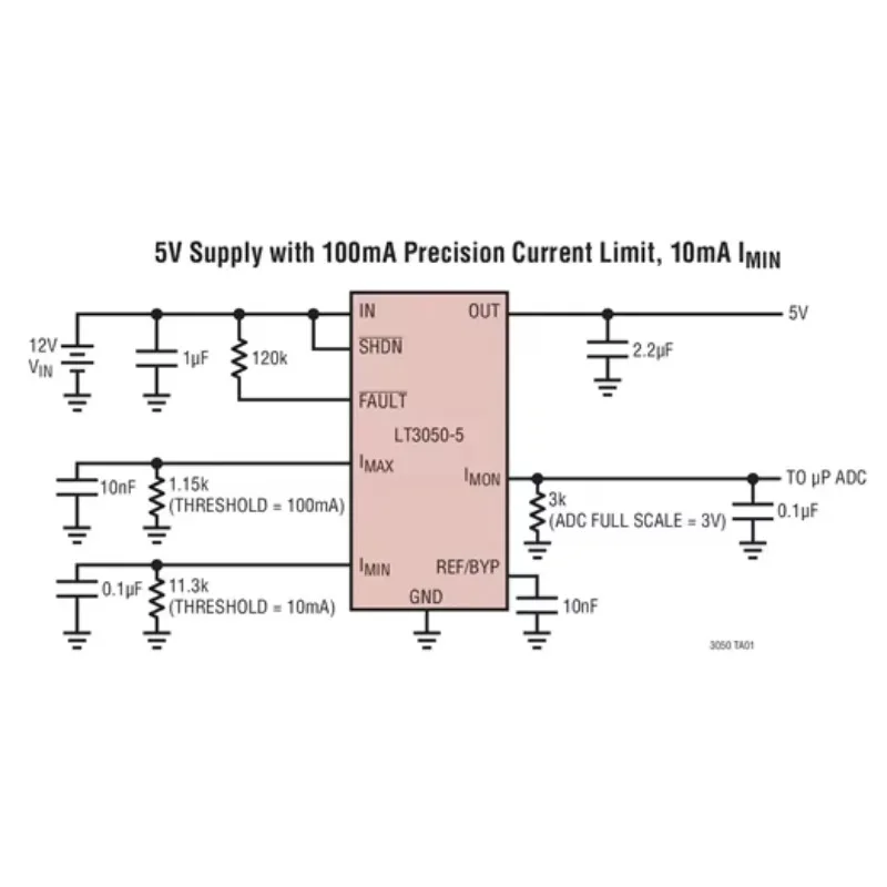 LT3050 LT3050EMSE-5 LT3050IMSE-5 LT3050MPMSE-5 - 100mA, Linear Regulator with Precision Current Limit and Diagnostic Outputs