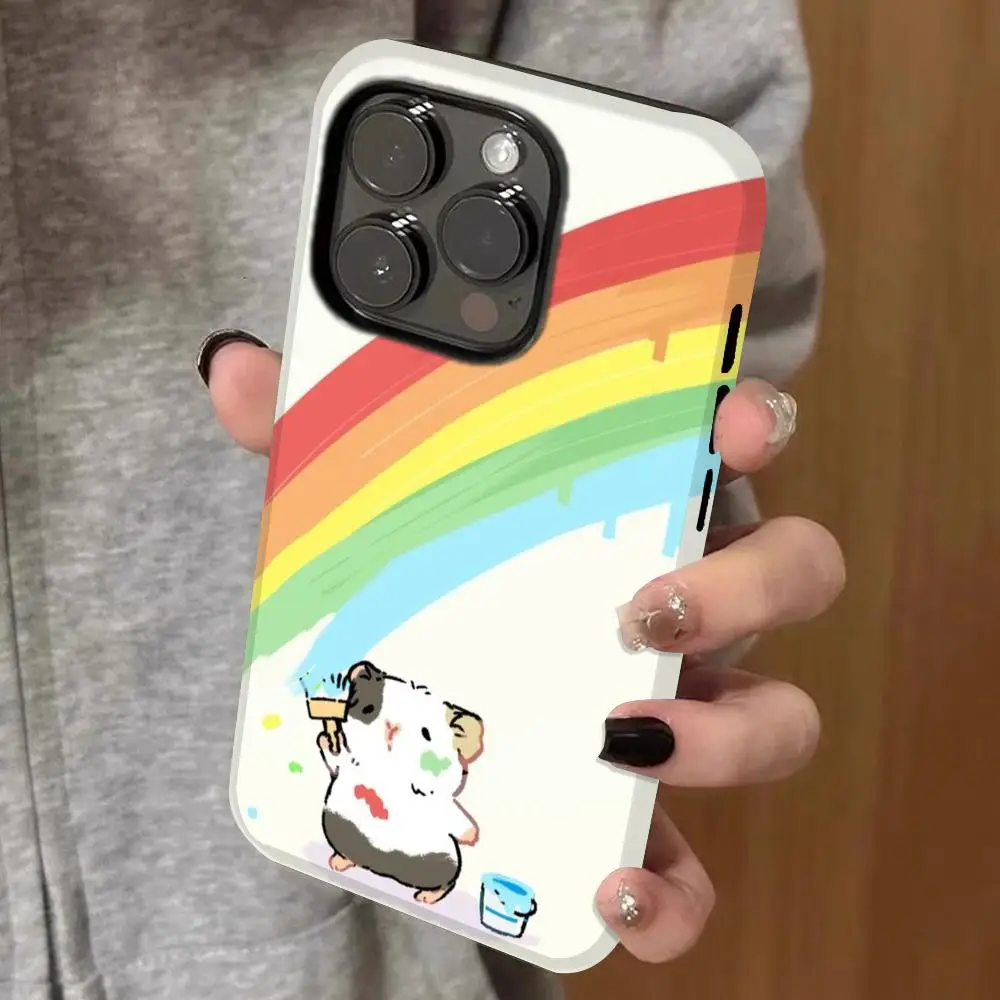 

anime cute hamster Phone Case Double-layered 2-in-1 Film Case For IPhone 16 15 Promax 14 13 Pro 12 11 plus Samsung SCovers