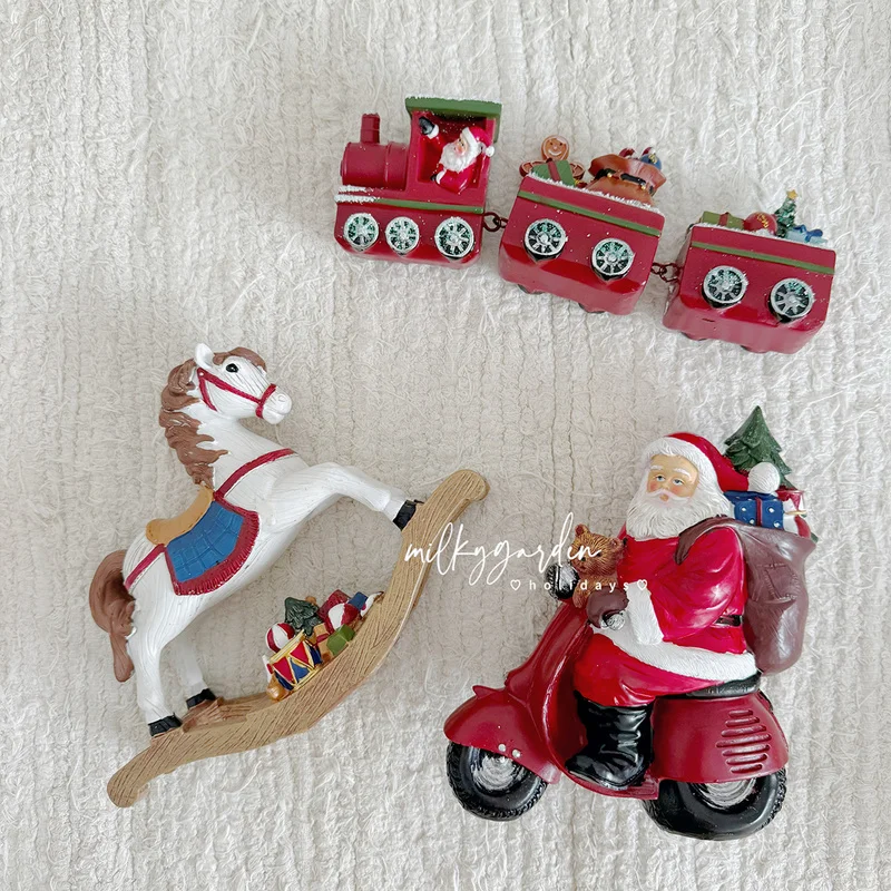 جو عيد الميلاد حصان خشبي كبار سانتا كلوز قطار هدية عيد الميلاد عرض فوز الديكور مول الحلي الزخرفية #4