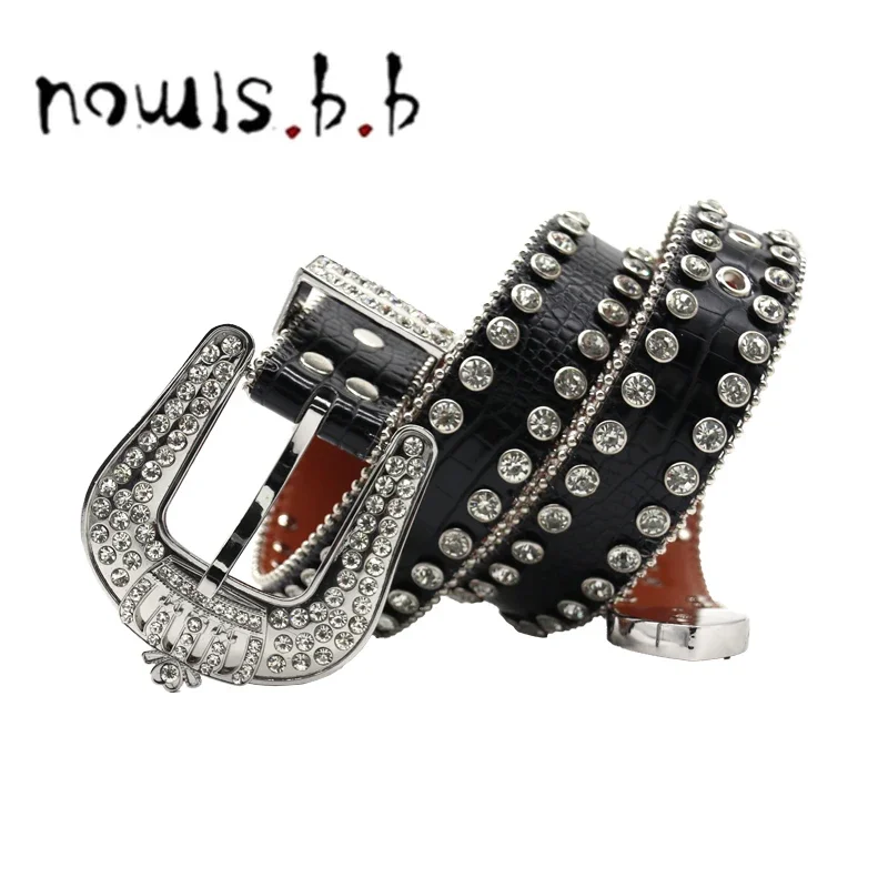 New Crown Rhinestone, Diamond Punk Fashion Belt, Uniiseks Desain Serbaguna, High-end Classic Alloy Pin Buckle