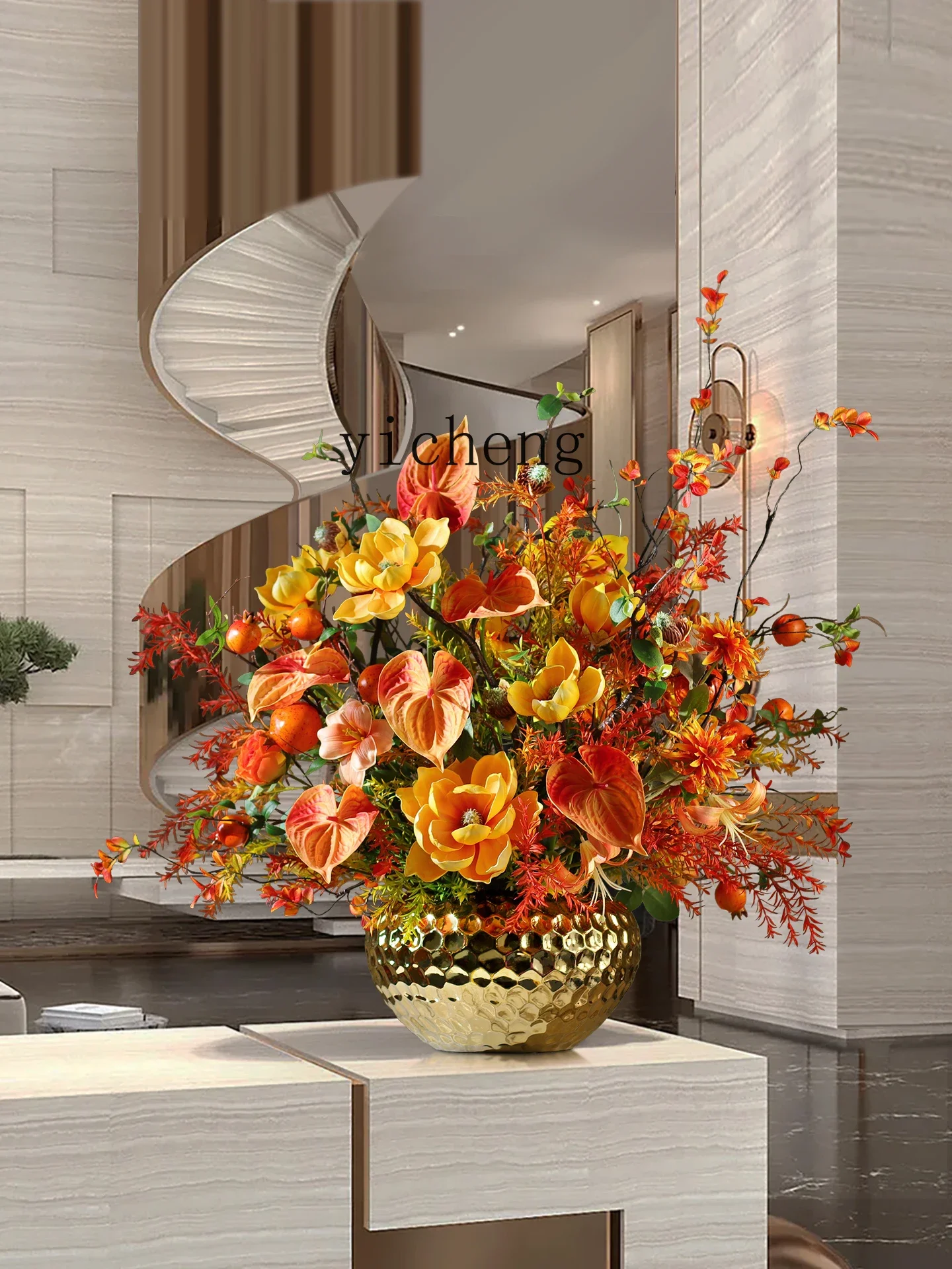 c13- high-end simulated bouquet, living room porch TV cabinet ornament, front desk decoration fake flower potted plant