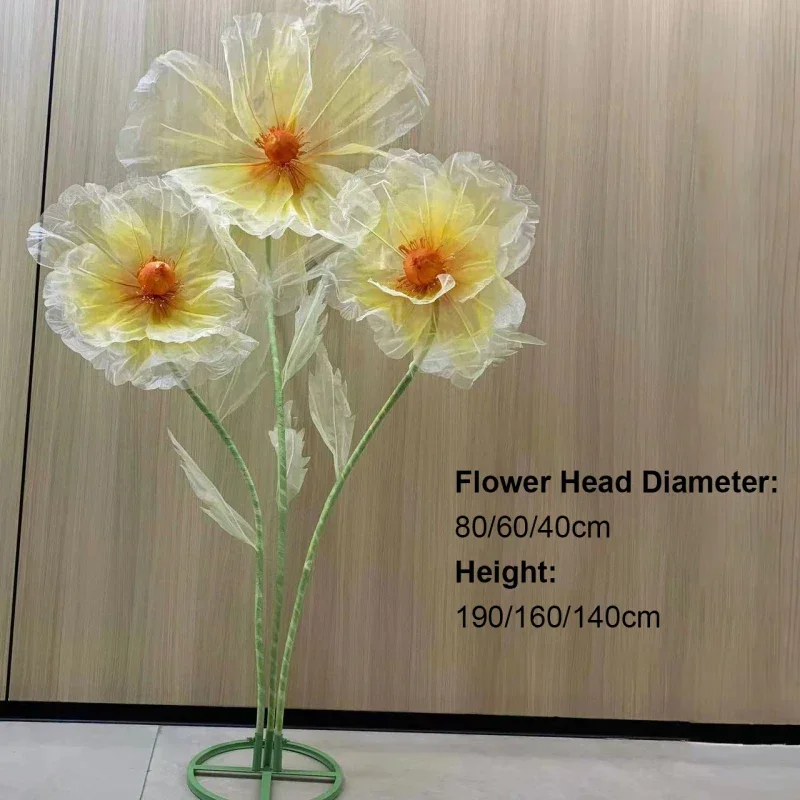 Wedding Decor Props 190cm Artificial Poppy Flowers Road Lead Flower Silk Yarn Flower Garden Decoration Window Display Home Decor