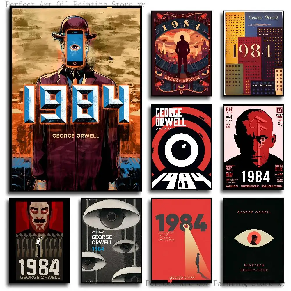 1984 George Orwell Movie Poster Self-adhesive Art Room Entrance Restaurant Wall Decor Art Painting
